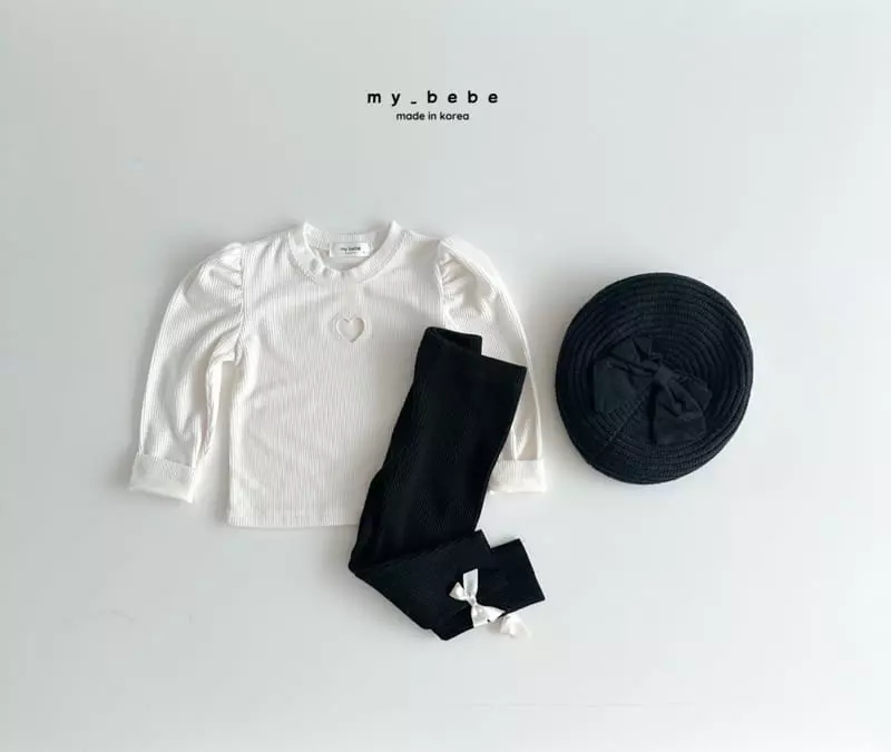 My Bebe - Korean Children Fashion - #kidzfashiontrend - Heart Embroidery Tee - 7