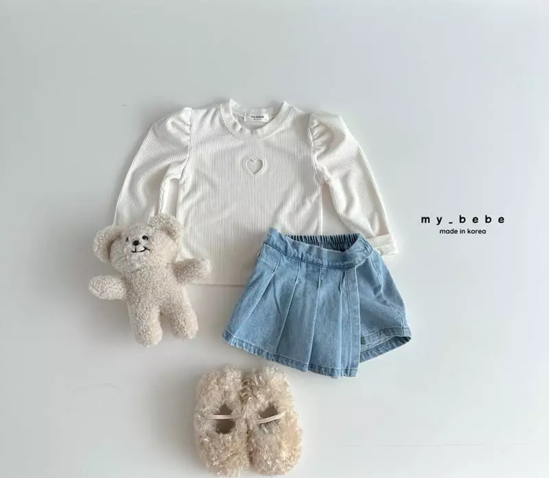 My Bebe - Korean Children Fashion - #littlefashionista - Heart Embroidery Tee - 9