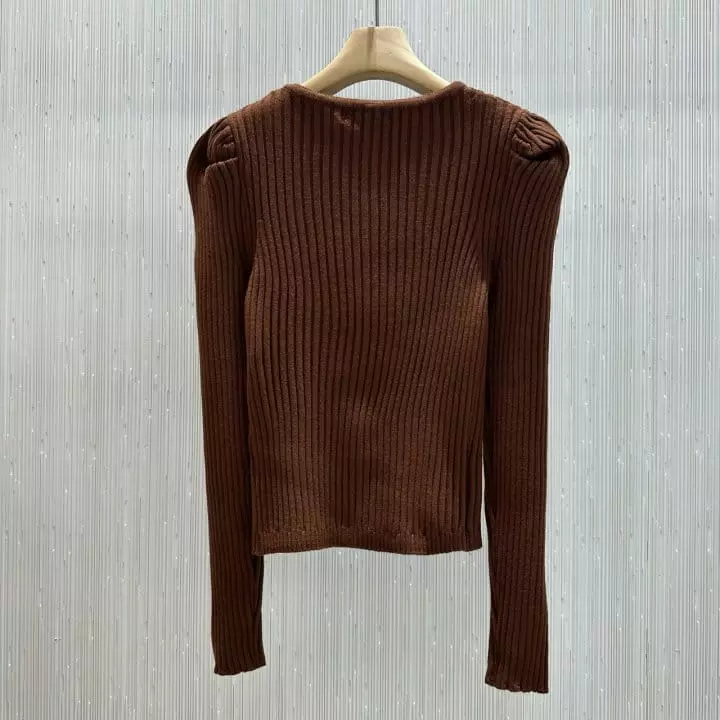 Neroli36 - Korean Women Fashion - #vintageinspired - Rib Puff Knit Tee - 2
