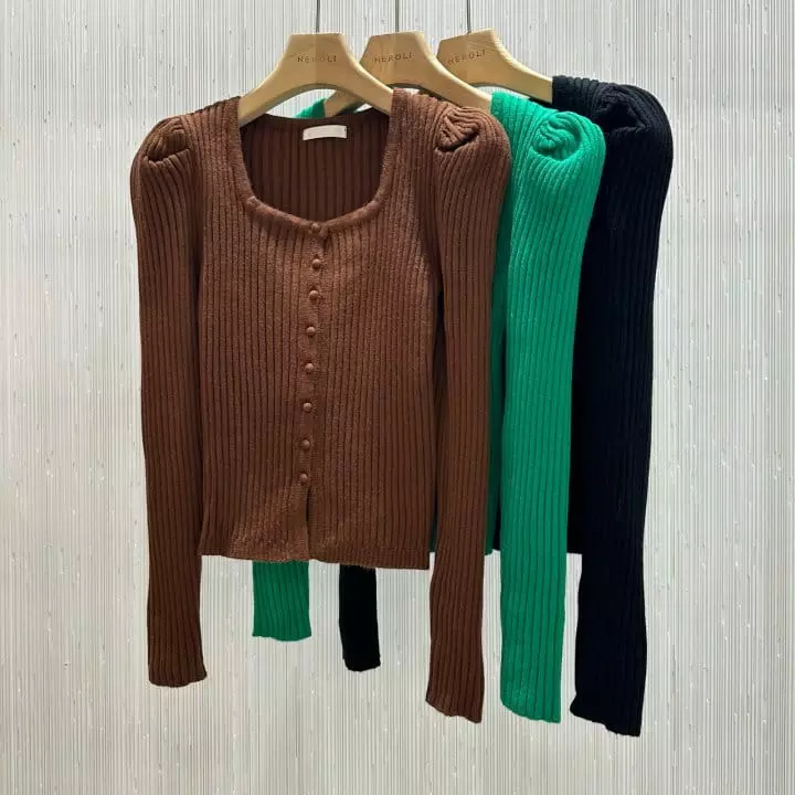 Neroli36 - Korean Women Fashion - #vintagekidsstyle - Rib Puff Knit Tee - 3