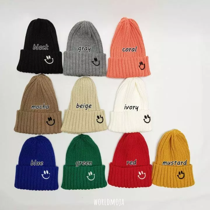 New World - Korean Baby Fashion - #onlinebabyboutique - Acryle Smile Embrodiery Beanie - 2