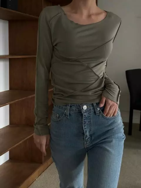 One The Woman - Korean Women Fashion - #momslook - Rib Sasun Tee - 3