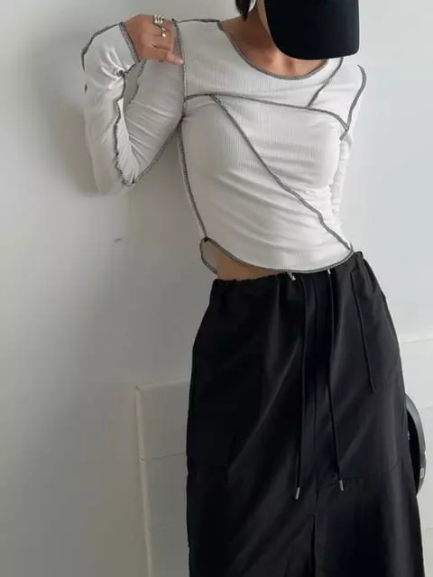 One The Woman - Korean Women Fashion - #momslook - Wink Rib Tee - 5