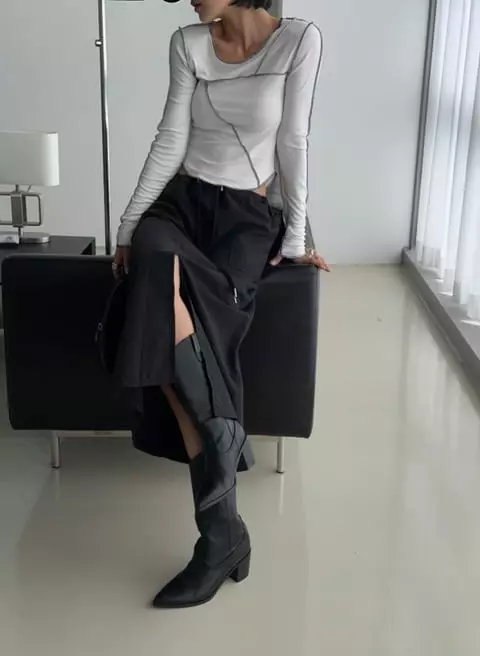 One The Woman - Korean Women Fashion - #momslook - Wink Rib Tee - 7