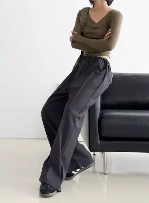 One The Woman - Korean Women Fashion - #womensfashion - Choco Pintuck Pants - 3