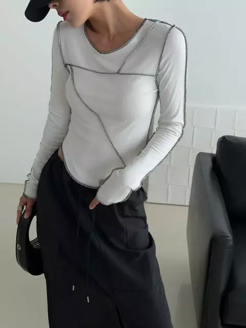 One The Woman - Korean Women Fashion - #womensfashion - Wink Rib Tee - 2