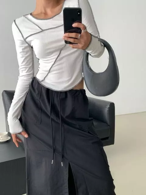One The Woman - Korean Women Fashion - #momslook - Wink Rib Tee - 4