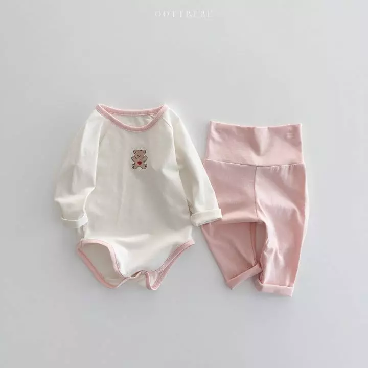 Oott Bebe - Korean Baby Fashion - #babyfashion - Sweet Modal Bodysuit Leggings Set - 2