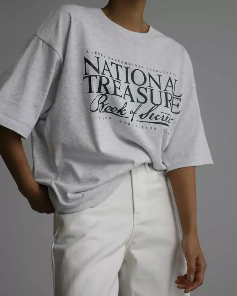 Paper Moon - Korean Women Fashion - #momslook - oversized vintage treasure print tee - 6