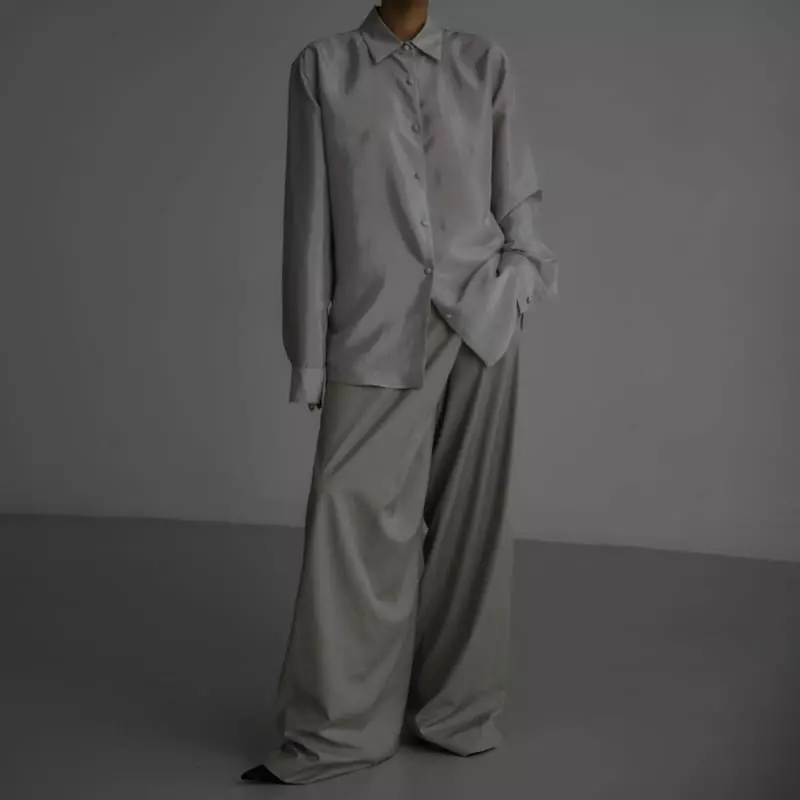 Paper Moon - Korean Women Fashion - #womensfashion - silky texture bean button down down blouse - 4