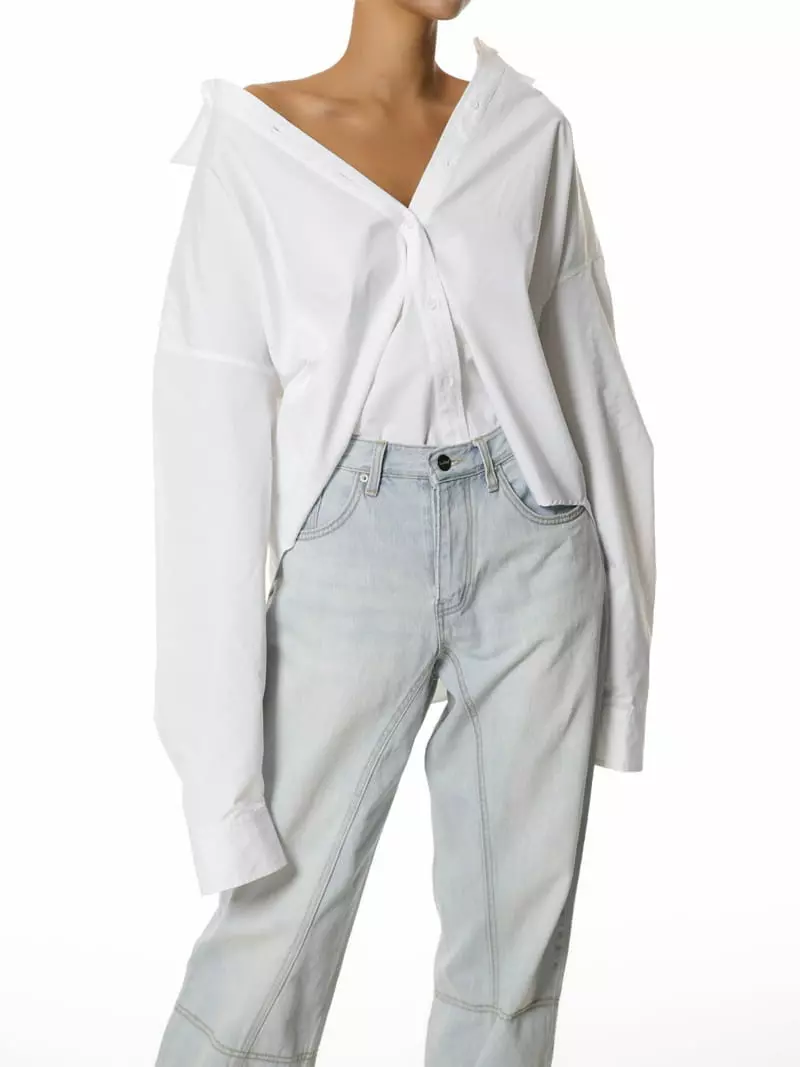 Paper Moon - Korean Women Fashion - #momslook - swing collar cotton button down shirt - 3