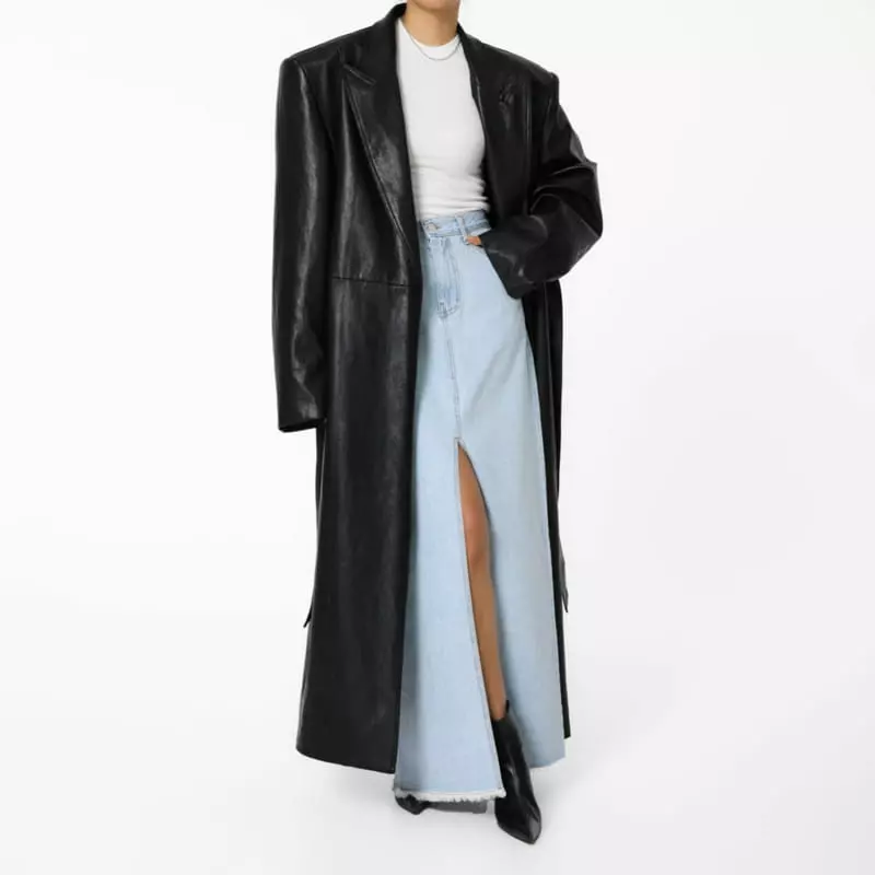 Paper Moon - Korean Women Fashion - #momslook - oversized vegan leather robe maxi coat - 10