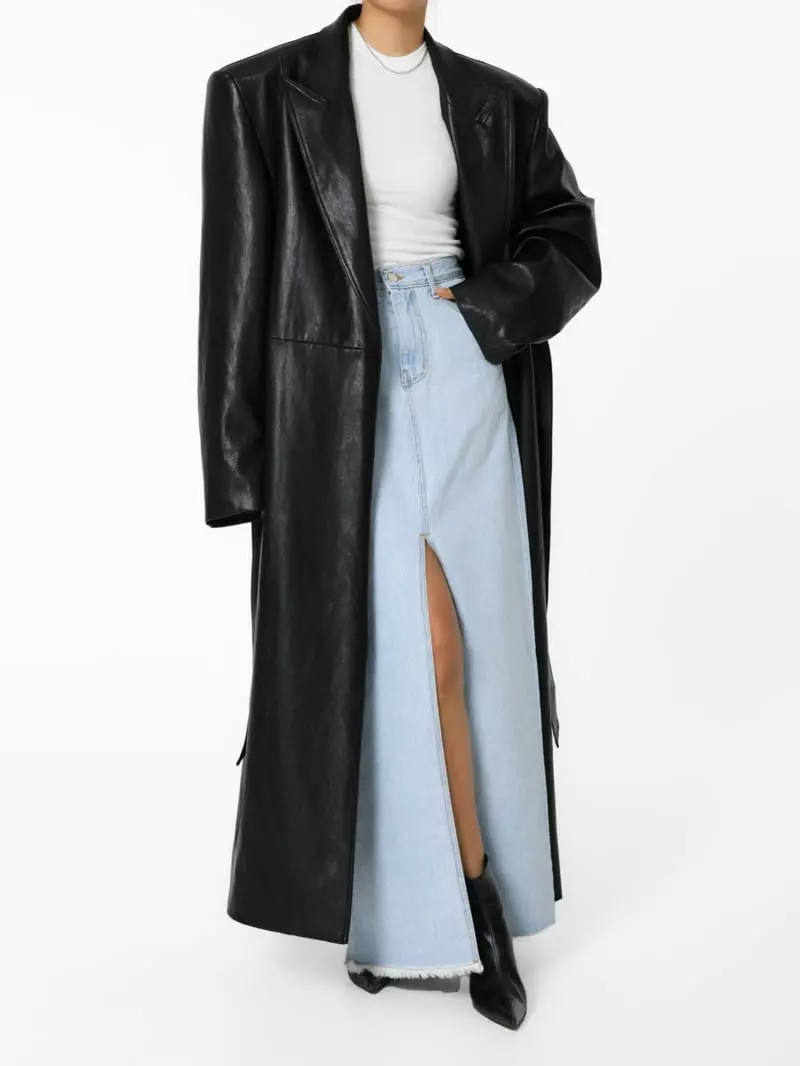 Paper Moon - Korean Women Fashion - #momslook - oversized vegan leather robe maxi coat - 11
