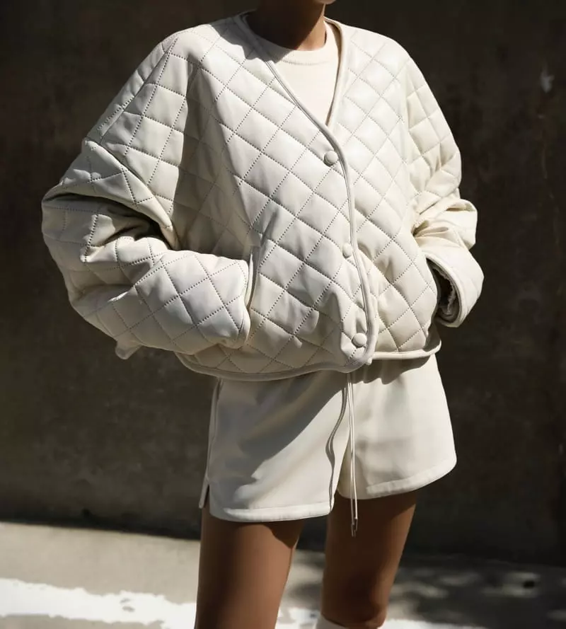 Paper Moon - Korean Women Fashion - #momslook - vegan leather button detail quilted cropped jacket - 8