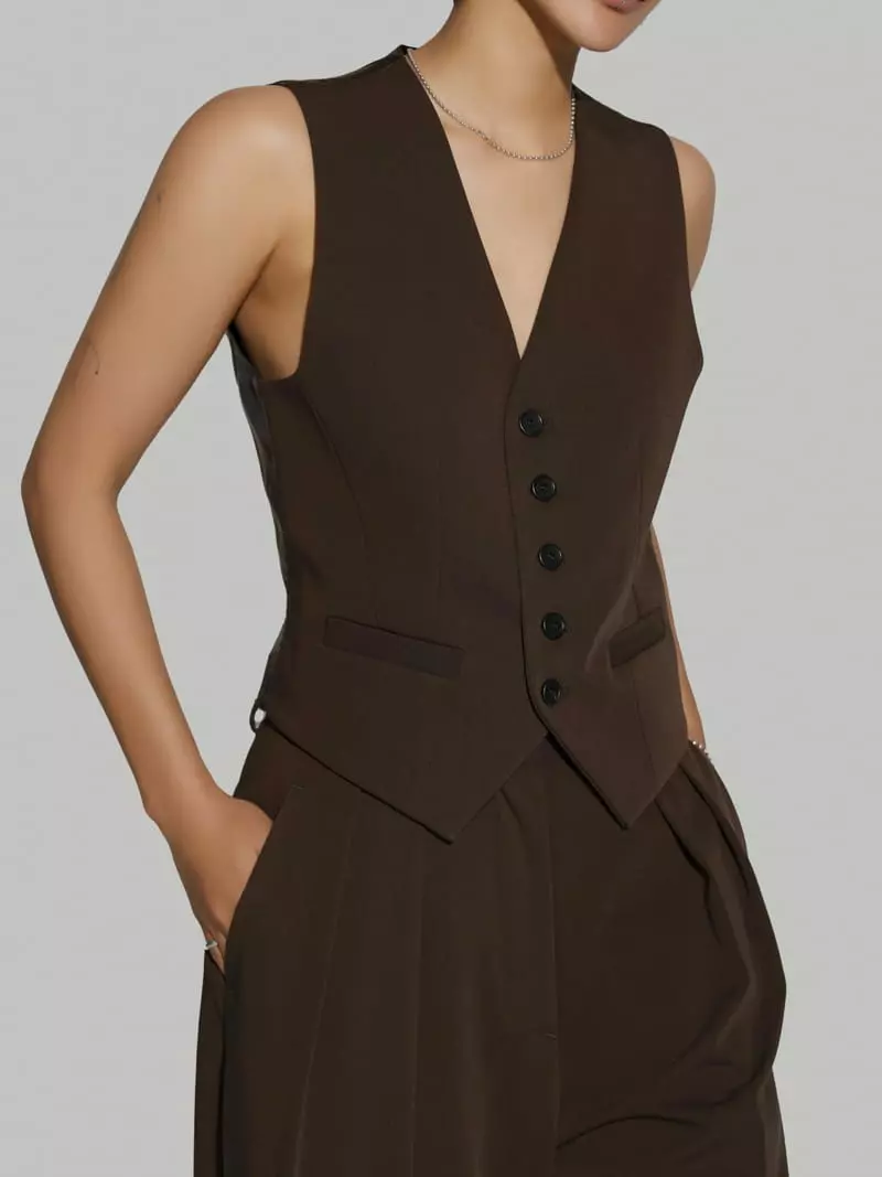 Paper Moon - Korean Women Fashion - #momslook - five button down tailored suit vest - 6