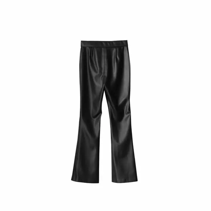Paper Moon - Korean Women Fashion - #womensfashion - leather cropped flare pants - 4