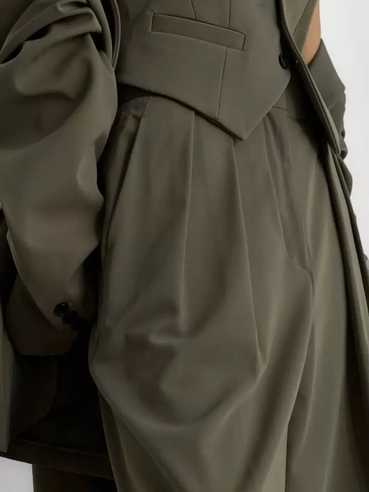 Paper Moon - Korean Women Fashion - #momslook - low waisted double pleats wide trousers