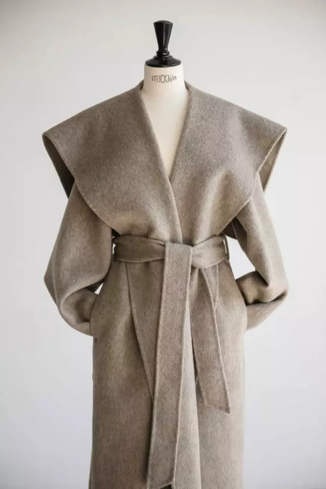 Paper Moon - Korean Women Fashion - #momslook - long hair wool oversized sailor collar belted handmade coat - 2