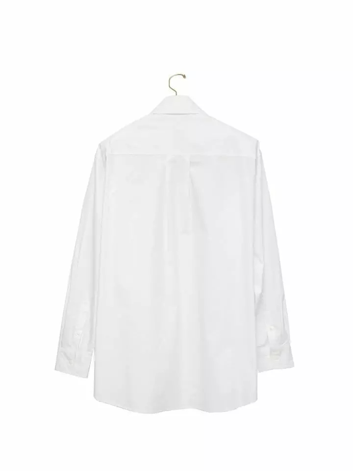 Paper Moon - Korean Women Fashion - #momslook - maxi oversized padded shoulder cotton button down shirt - 8