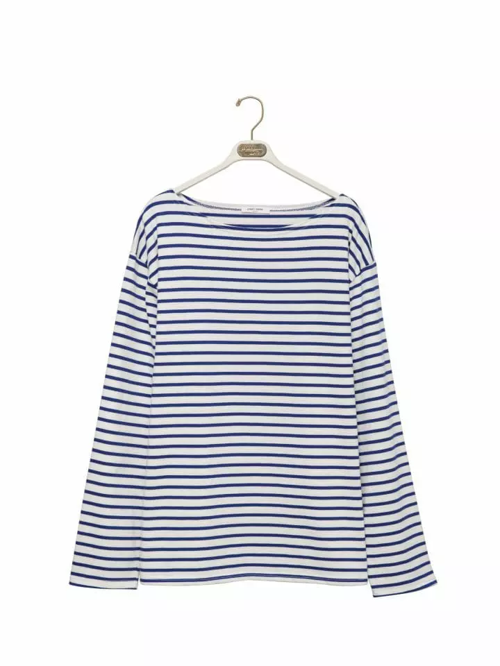 Paper Moon - Korean Women Fashion - #momslook - boyfriend fit striped boatneck t ~ shirt