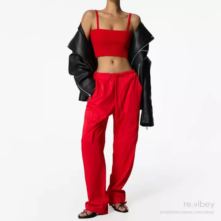 Paper Moon - Korean Women Fashion - #momslook - cropped ribbed strap shoulder knit top - 11