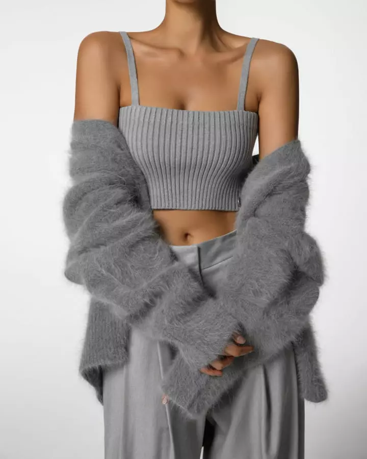 Paper Moon - Korean Women Fashion - #momslook - cropped ribbed strap shoulder knit top - 5