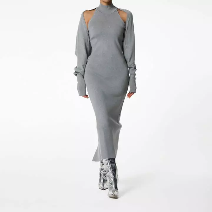 Paper Moon - Korean Women Fashion - #momslook - half high neck sleeveless knit dress - 10
