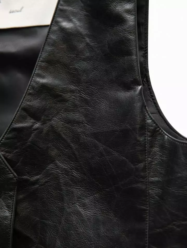 Paper Moon - Korean Women Fashion - #momslook - vegan washed leather button down vest - 10