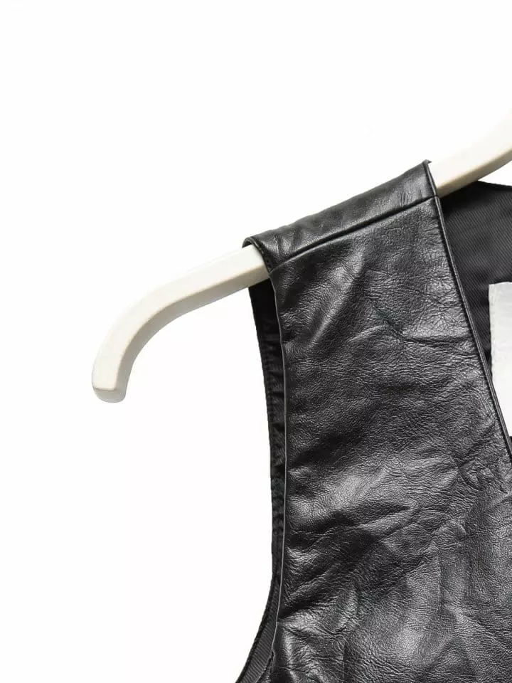 Paper Moon - Korean Women Fashion - #momslook - vegan washed leather button down vest - 8