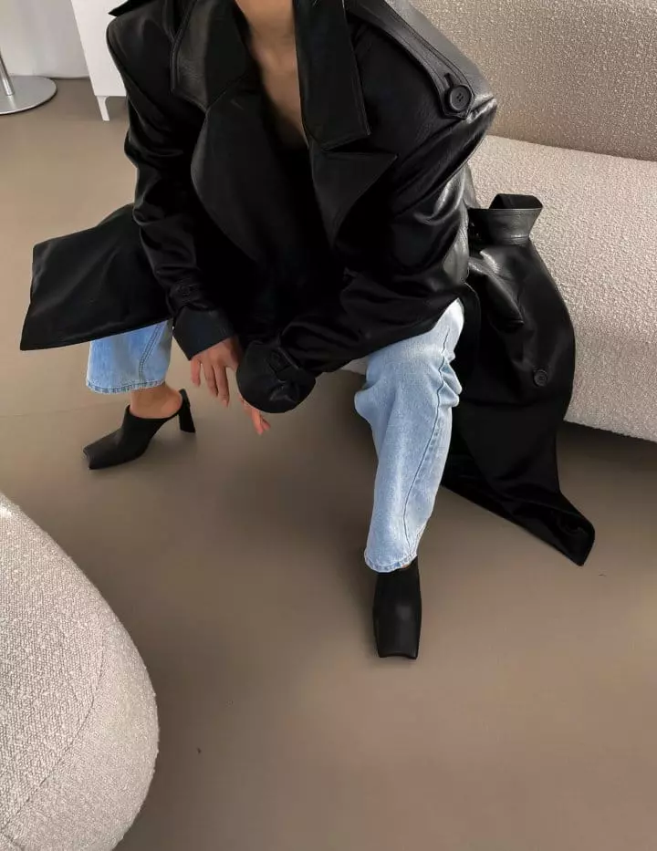Paper Moon - Korean Women Fashion - #pursuepretty - oversized double breasted vegan leather trench coat - 3