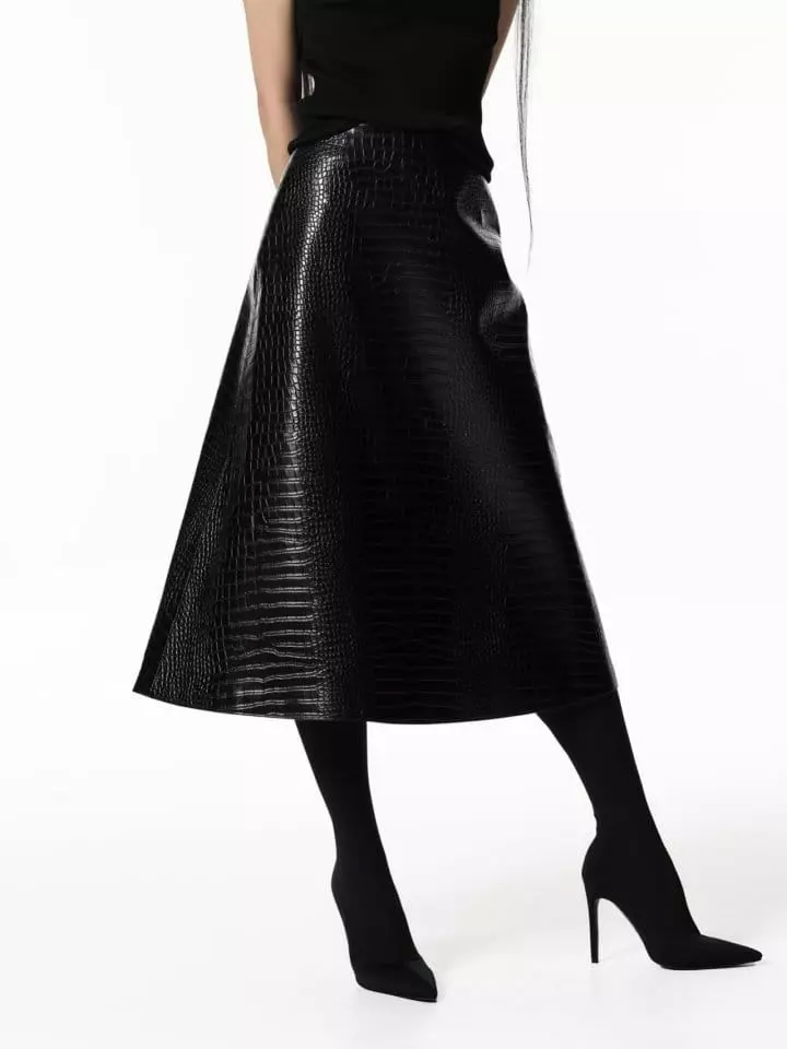 Paper Moon - Korean Women Fashion - #restrostyle - croco leather midi flared skirt ? - 6
