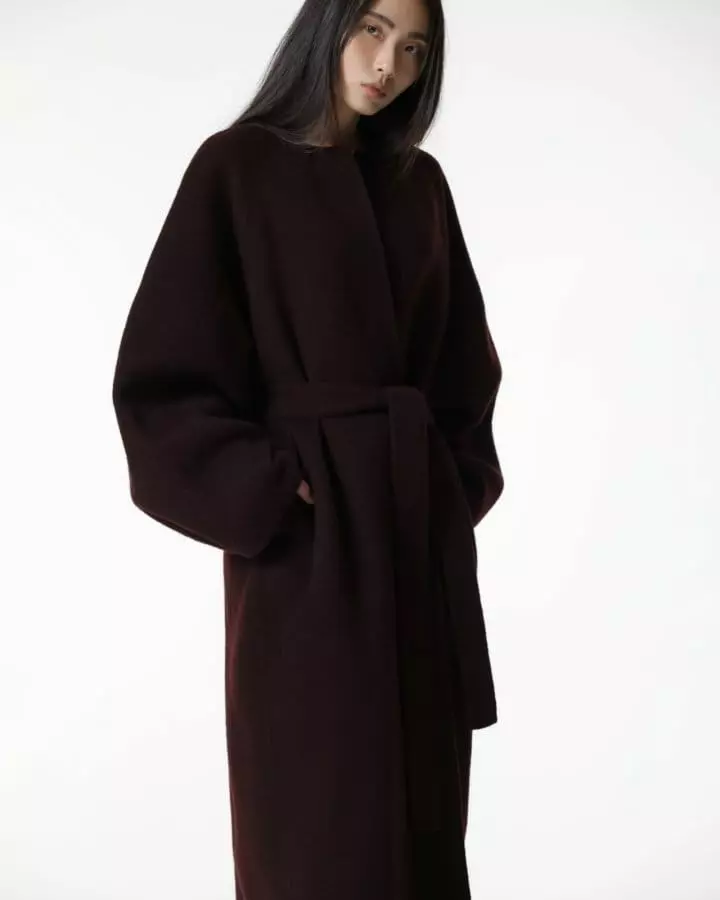 Paper Moon - Korean Women Fashion - #romanticstyle - alpaca double snap sleeved handmade belted coat - 2