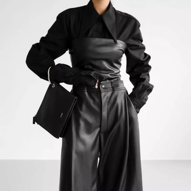 Paper Moon - Korean Women Fashion - #shopsmall - point collar maxi sleeved button down slim shirt - 10