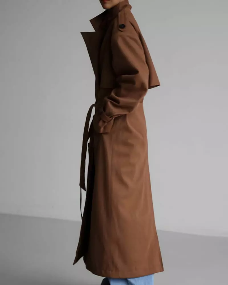 Paper Moon - Korean Women Fashion - #thatsdarling - oversized double breasted vegan suede leather trench coat - 2