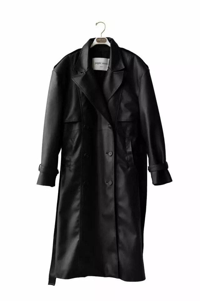 Paper Moon - Korean Women Fashion - #thatsdarling - oversized double breasted vegan leather trench coat - 7