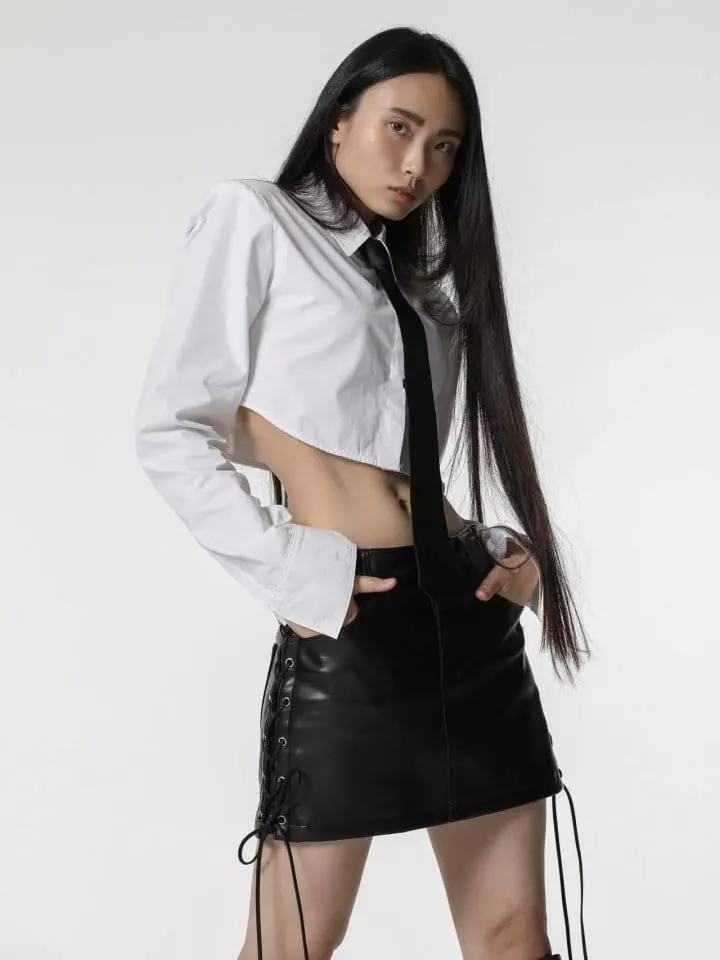 Paper Moon - Korean Women Fashion - #thatsdarling - eyelet strap detail vegan leather mini skirt - 3