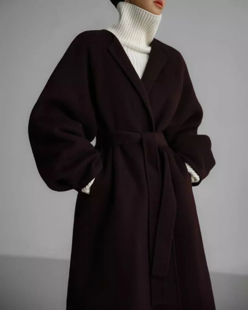 Paper Moon - Korean Women Fashion - #thelittlethings - LUX alpaca double snap sleeved handmade belted coat - 2