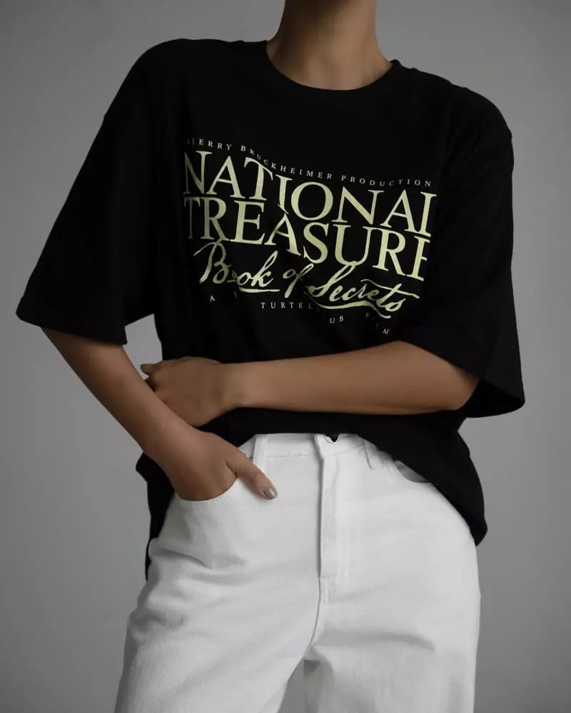 Paper Moon - Korean Women Fashion - #thelittlethings - oversized vintage treasure print tee