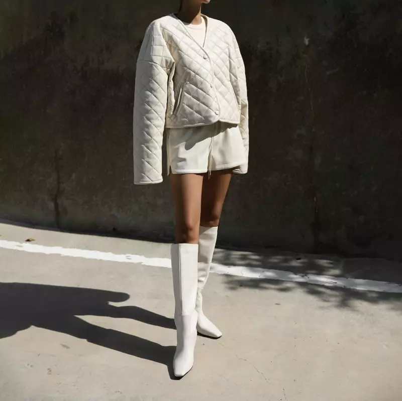 Paper Moon - Korean Women Fashion - #vintageinspired - vegan leather button detail quilted cropped jacket - 11