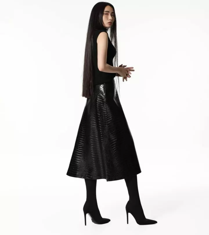 Paper Moon - Korean Women Fashion - #vintageinspired - croco leather midi flared skirt ? - 3