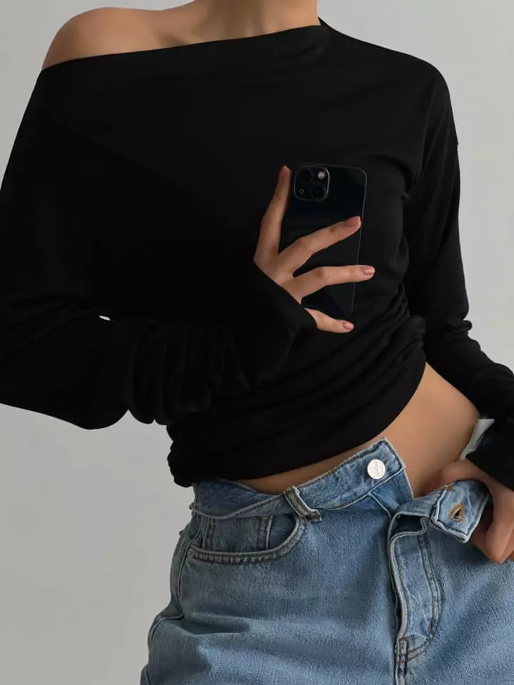 Paper Moon - Korean Women Fashion - #vintagekidsstyle - side shirred draped detail boatneck top - 10