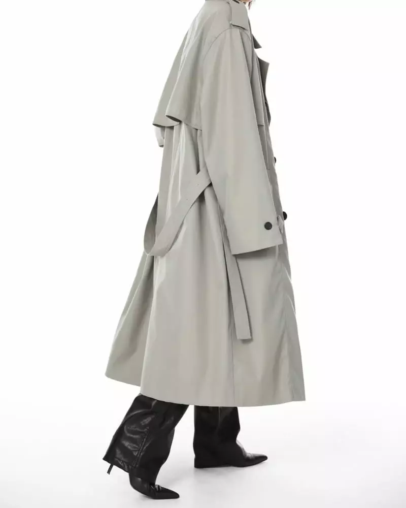 Paper Moon - Korean Women Fashion - #womensfashion - padded detail oversized double breasted trench coat