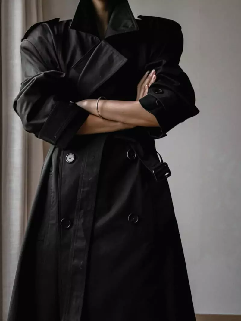 Paper Moon - Korean Women Fashion - #womensfashion - padded detail oversized double breasted trench coat - 7