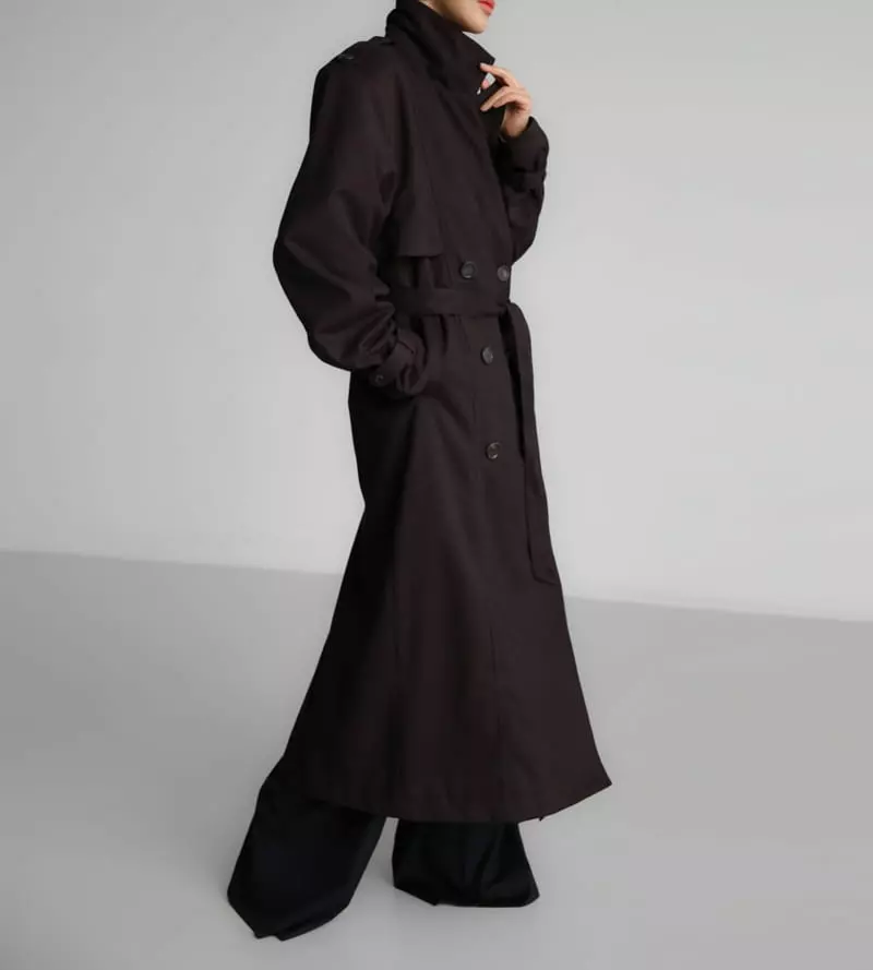 Paper Moon - Korean Women Fashion - #womensfashion - oversized double breasted vegan suede leather trench coat - 7
