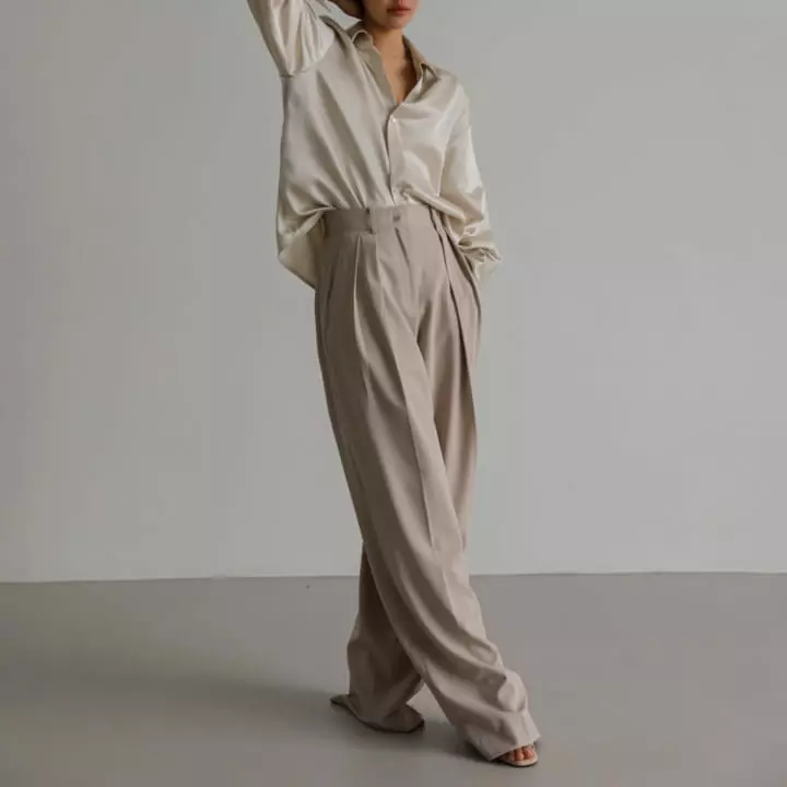 Paper Moon - Korean Women Fashion - #womensfashion - low waisted double pleats wide trousers - 10