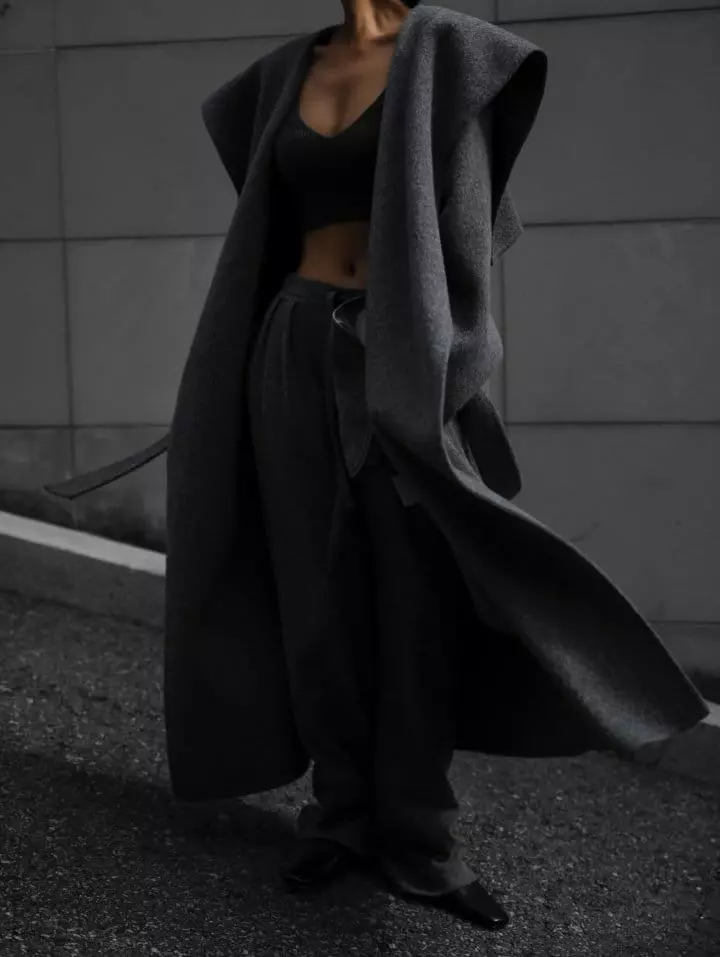 Paper Moon - Korean Women Fashion - #womensfashion - long hair wool oversized sailor collar belted handmade coat - 9