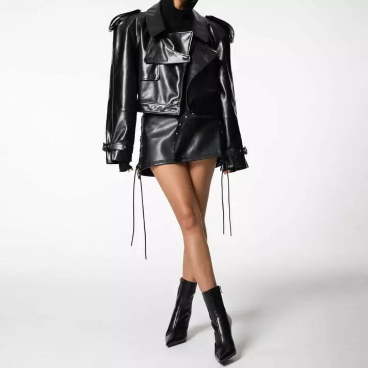 Paper Moon - Korean Women Fashion - #womensfashion - belted buckle detail chunky cropped leather trench jacket