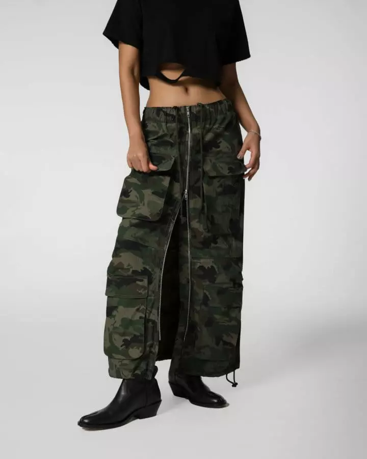 Paper Moon - Korean Women Fashion - #womensfashion - camouflage zipped detail cargo maxi skirt - 3