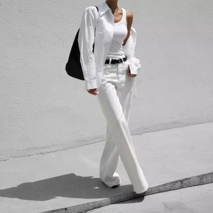 Paper Moon - Korean Women Fashion - #womensfashion - high rise wide leg white denim pants - 3