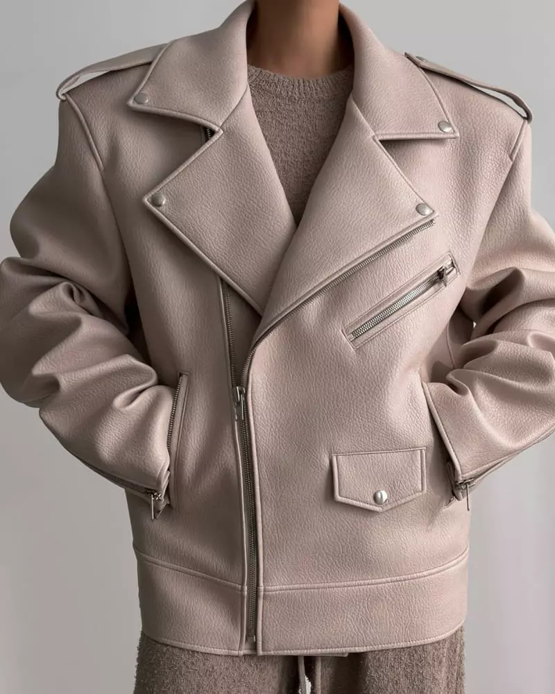 Paper Moon - Korean Women Fashion - #womensfashion - oversized chunky zipped vegan leather biker jacket - 10